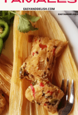 Close up of vegan keto tamales unwrapped on a plate.