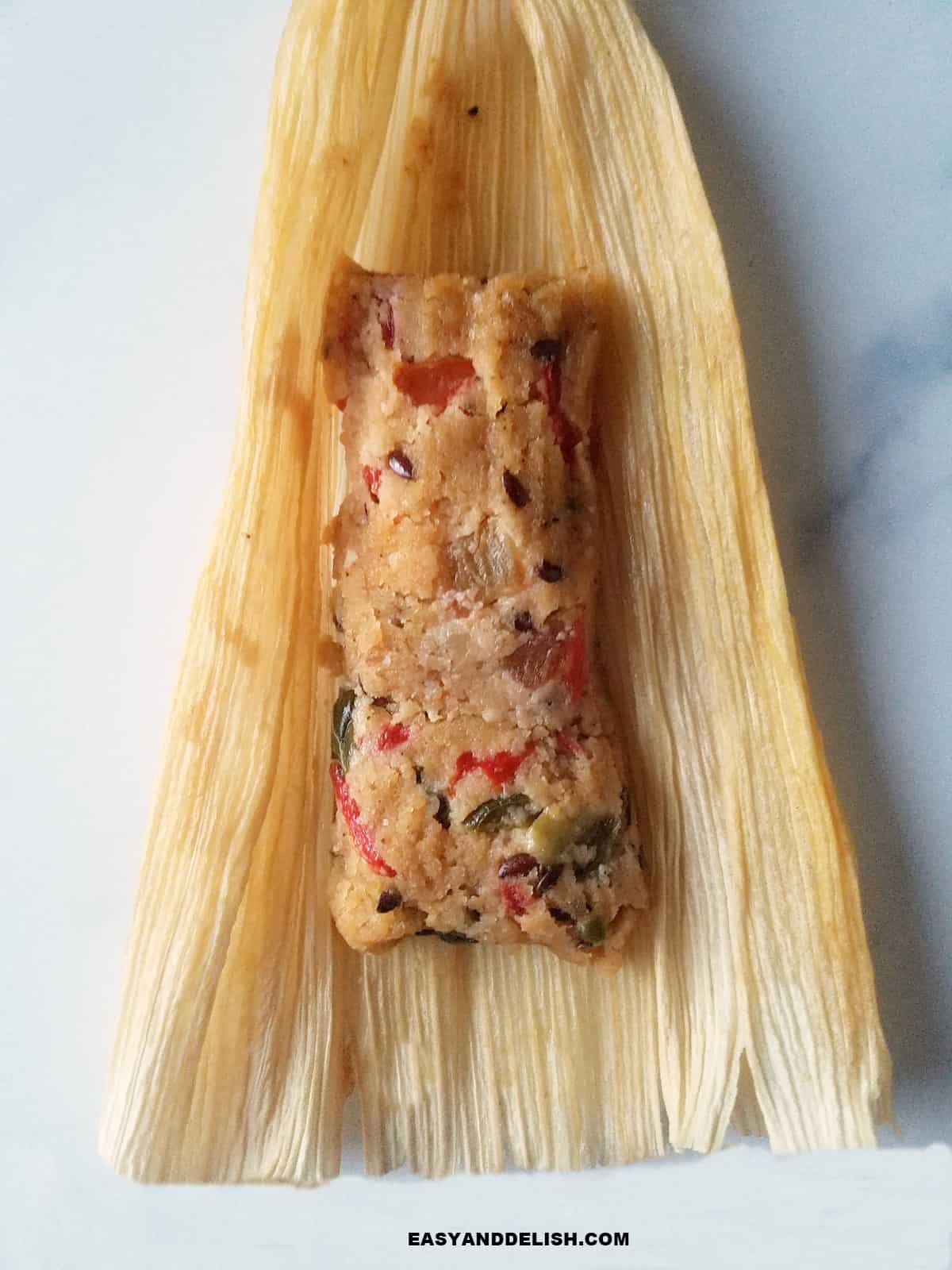 one low carb tamale unwrapped.