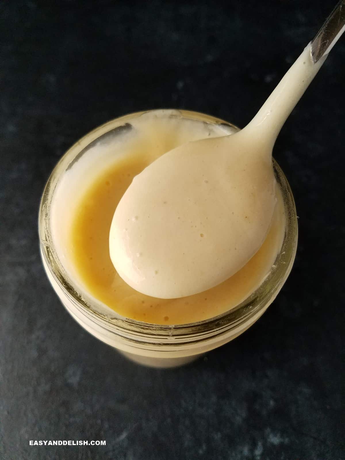 a spoonful of sugar-free sweetened condensed milk.