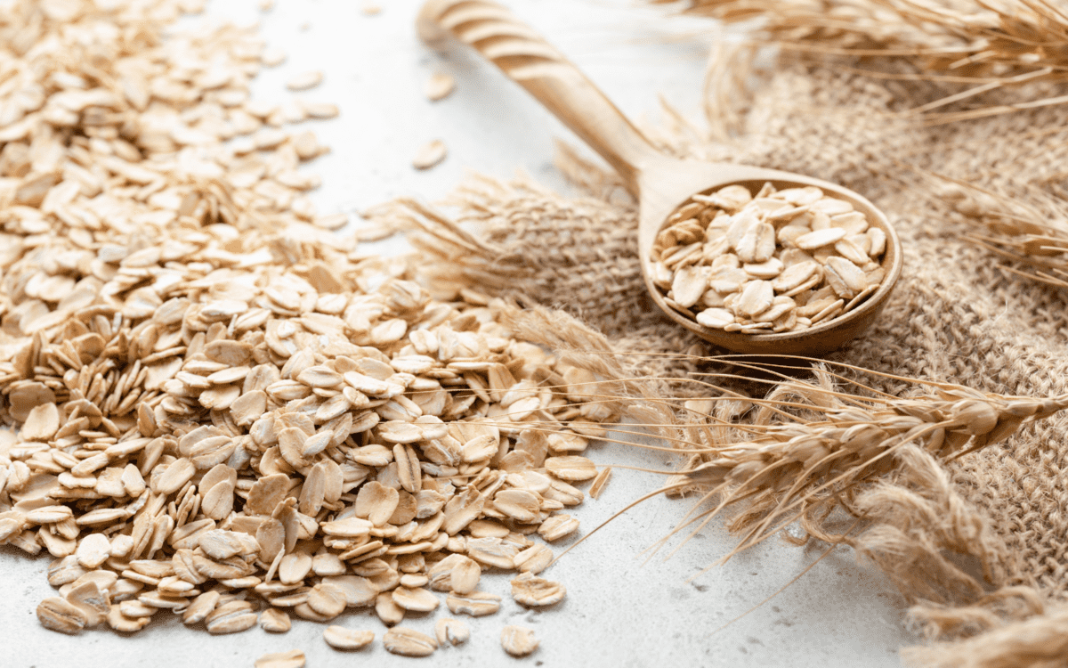 rolled oats over a table.