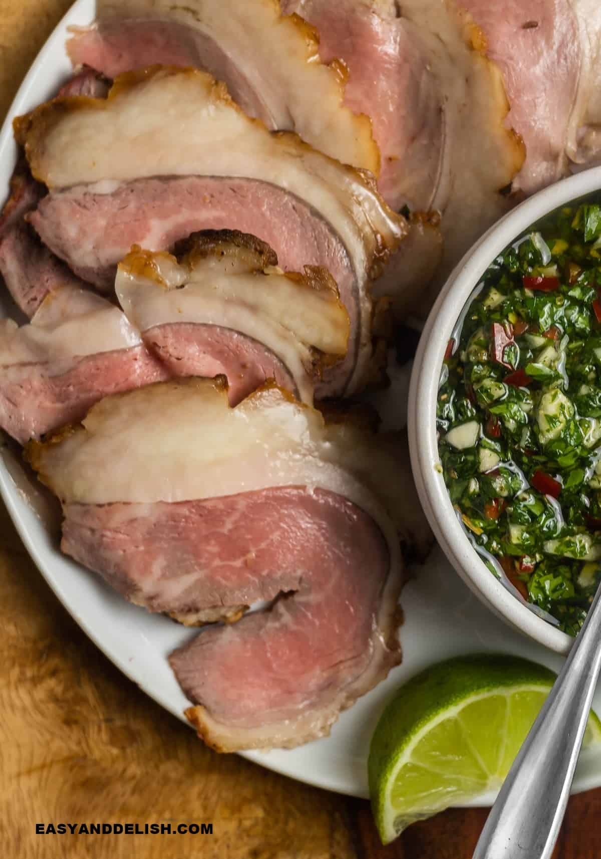 sliced picanha steak.