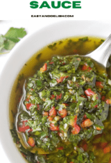 close up of authentic chimichurri recipe