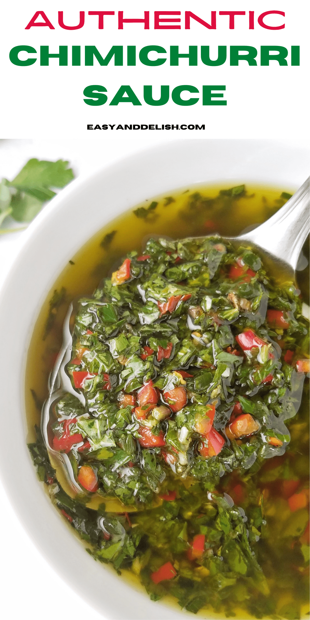 close up of authentic chimichurri recipe