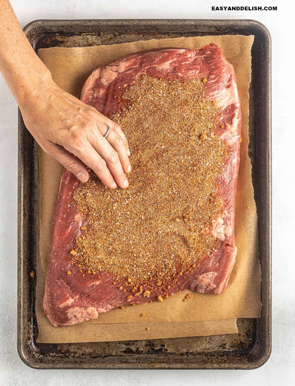 beef rubbed with dry rub.