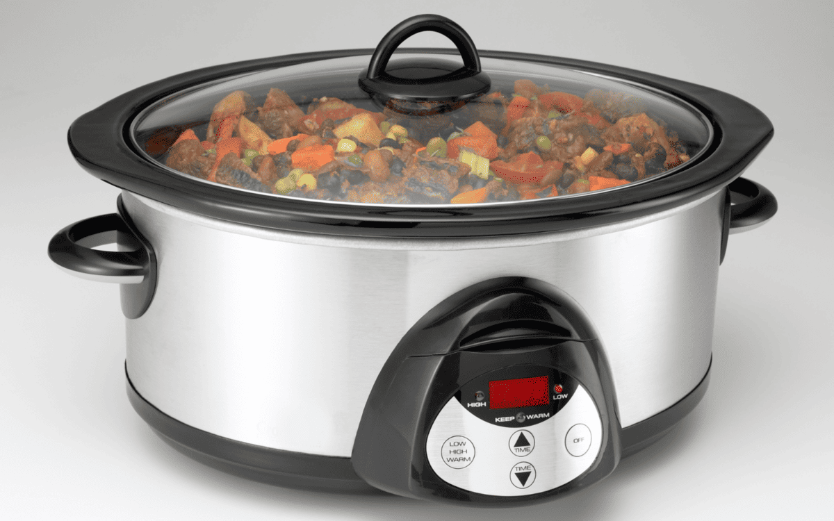 a Crokpot cooking one of our healthy meals for dinner.