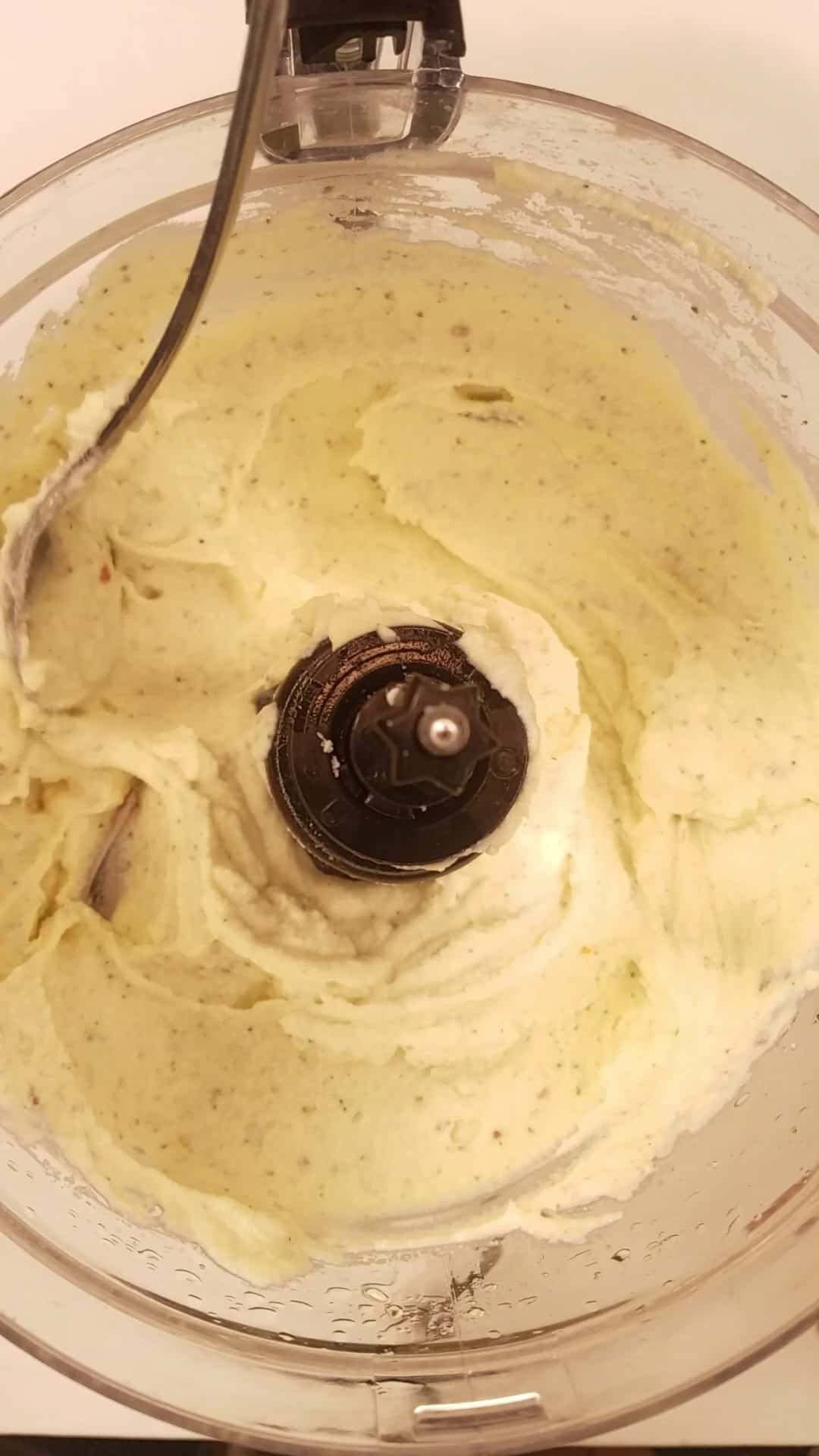 whipped ricotta in a food porcessor.