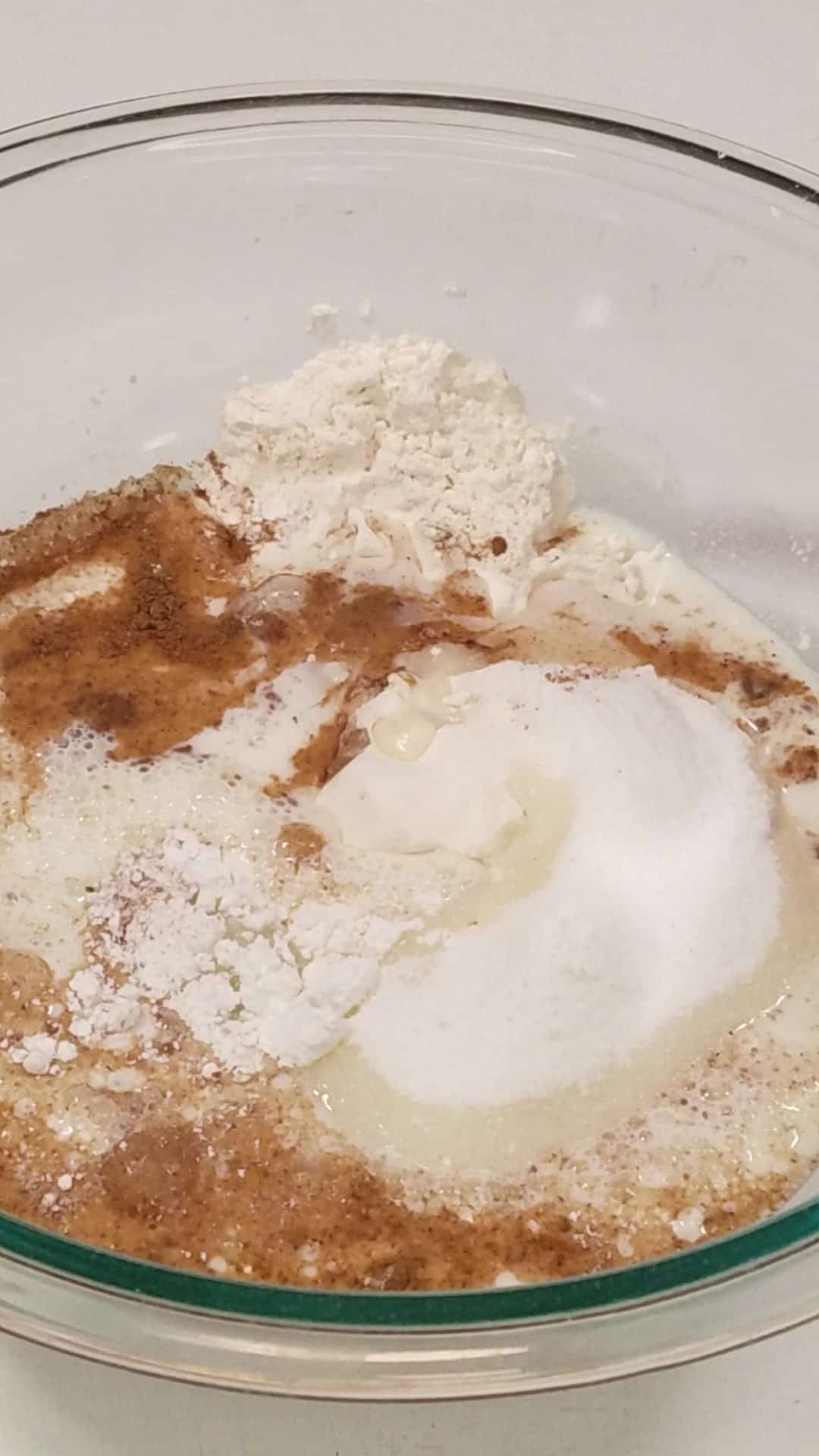 cobbler batter prepared in a bowl.