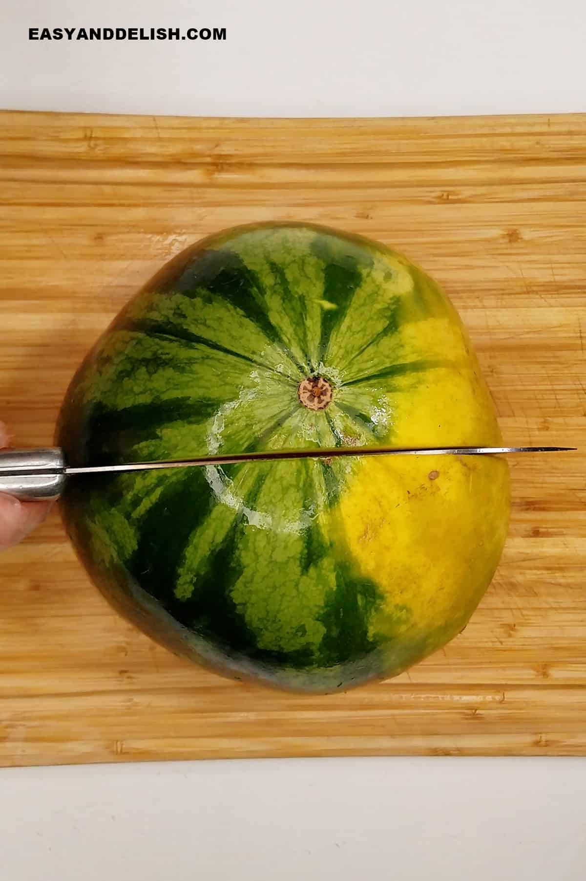 melon cut in half.