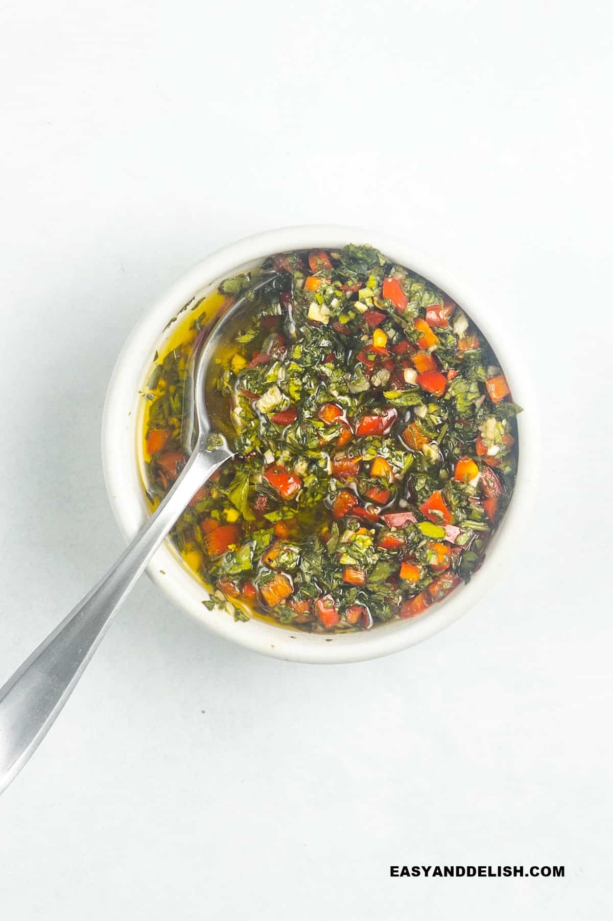 a bowl of chimichurri sauce