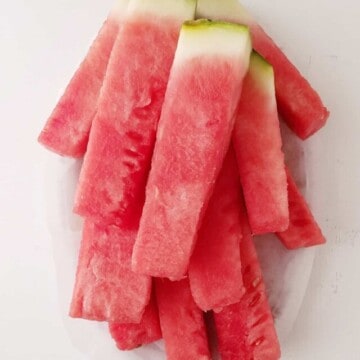 watermelon sticks in a platter.