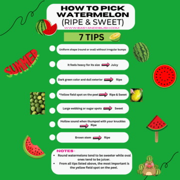Chart featuring 7 tips for how to pick a good watermelon.