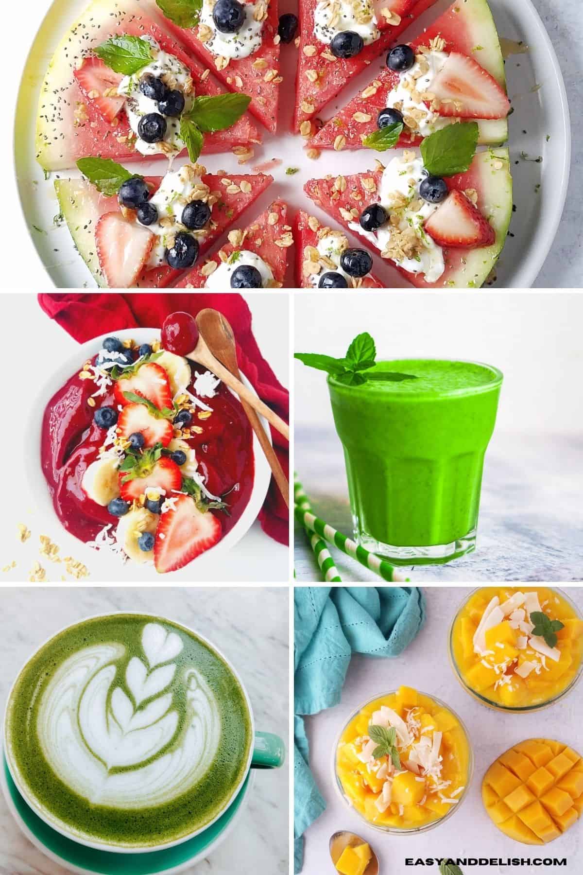 Collage showing some of the anti-inflammatory  breakfast recipes. 