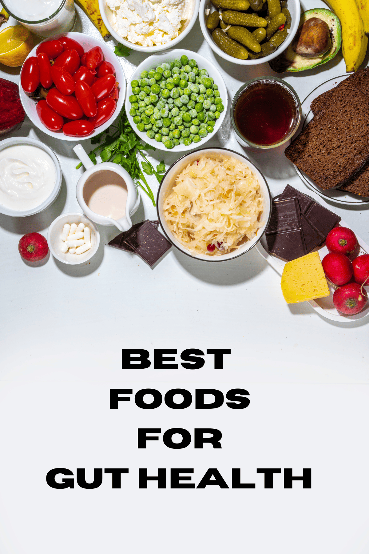 best foods fo gut health on a table.