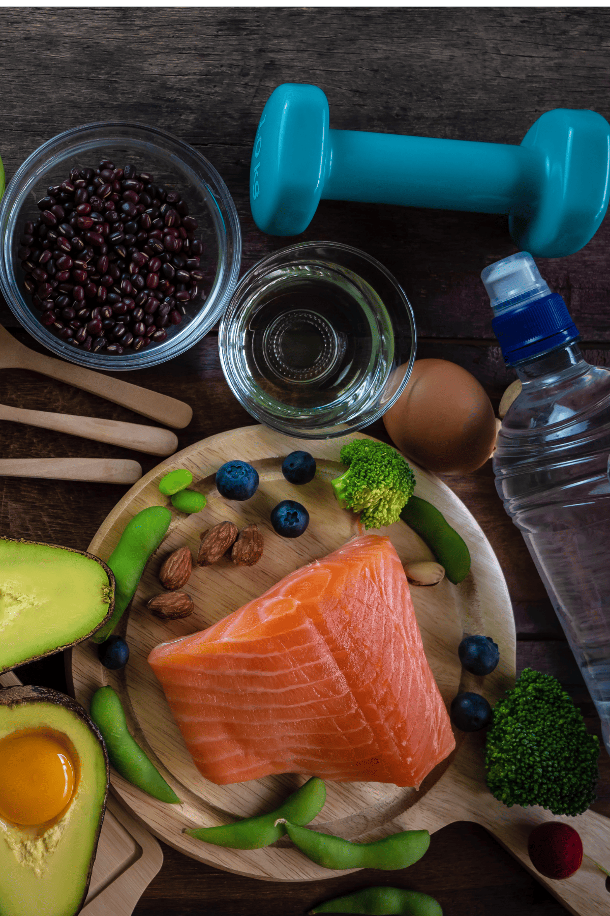 weights, water, and healthy foods for treating insulin resistance.
