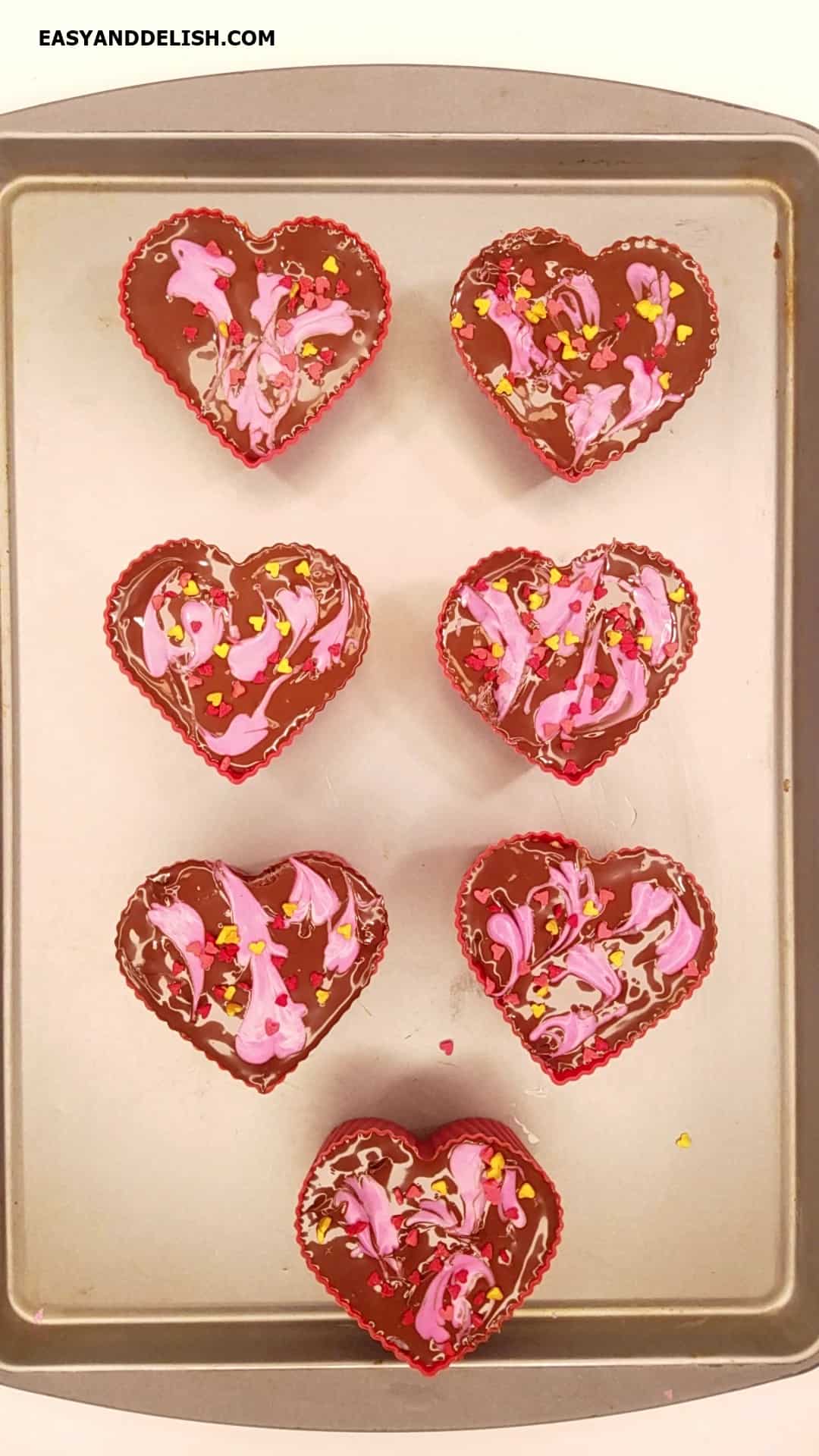 Last layer spponed into the molds and decorated for Valentine's Day!