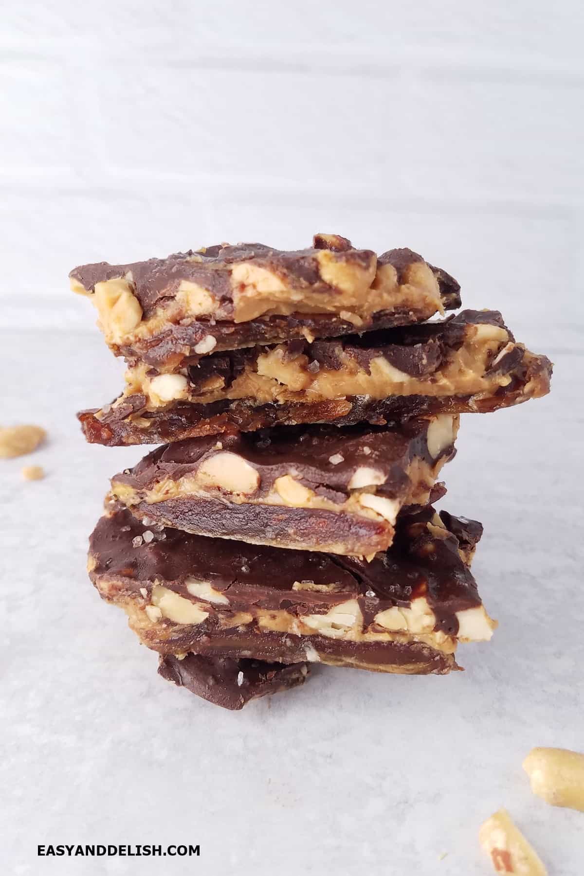 A pile of Snickers date bark.