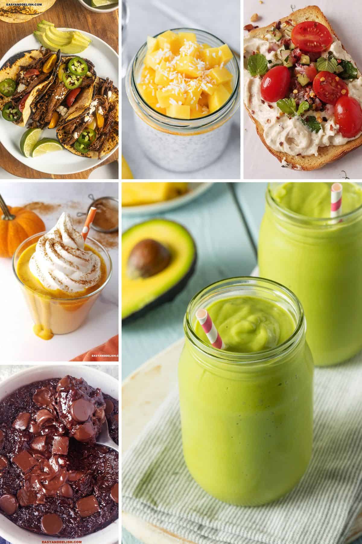 Image collage showing 6 out of 22 high protein breakfasts for weight loss. 