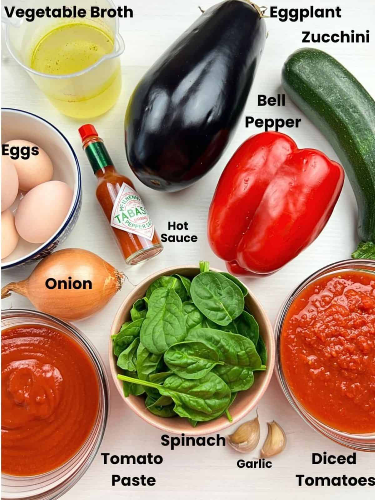 Mediterranean One-Pan Eggplant Shakshuka Ingredients