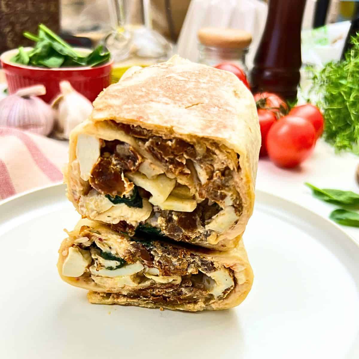 High-Protein Spinach Feta Wrap Close up